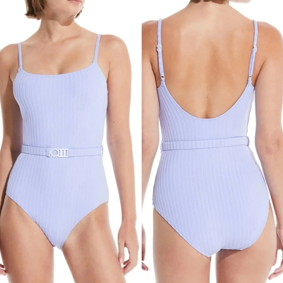SOLID & STRIPED Other - New Solid & Striped The Nina Belt Ribbed Solid Rib Wisteria Swimsuit NWT XS